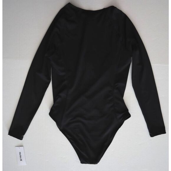 Hurley Women's Sz L Black L/S 1-Pc Front Zip Bodysuit/Swimsuit Surf Rashguard - Picture 2 of 6